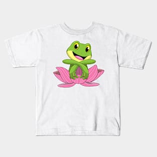 Frog with Lotus flower Kids T-Shirt